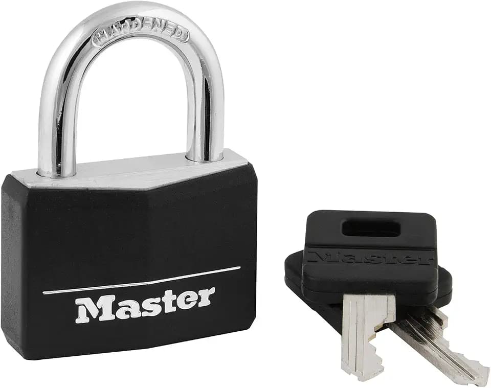 Master Lock Gym Locker Lock, Keyed Lock, Black Covered Aluminum Lock 141D
