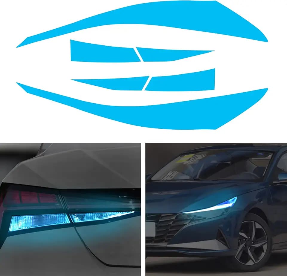 TOMALL Headlight Sidemarker Rear Fog Light Vinyl Films Smoke Tint Compatible with Hyundai Elantra 2021-2023 PreCut Light Transmission Amber Edges Delete Stickers Car Decal Decoration (Blue-2pair)