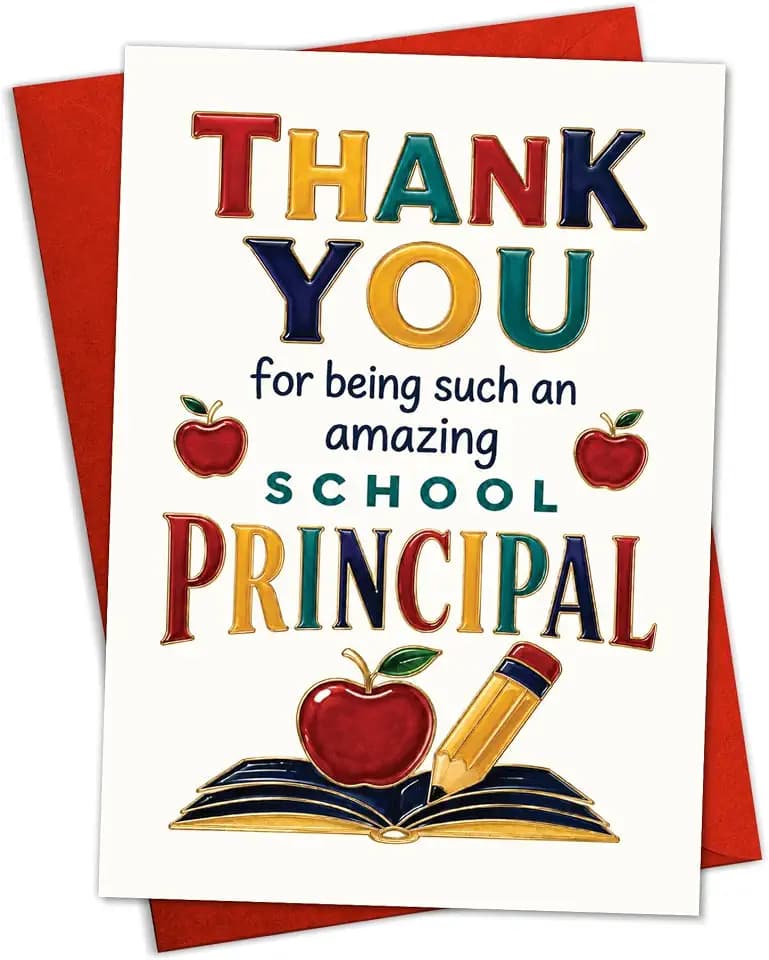 Thank You Principal Card with Envelope and Stickers, 8x5.3 in