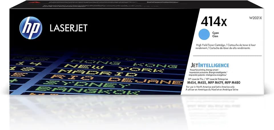 HP 414X Cyan High-Yield Toner Cartridge | Works with Color LaserJet Enterprise M455dn, MFP M480f, Pro M454, MFP M479 Series | W2021X