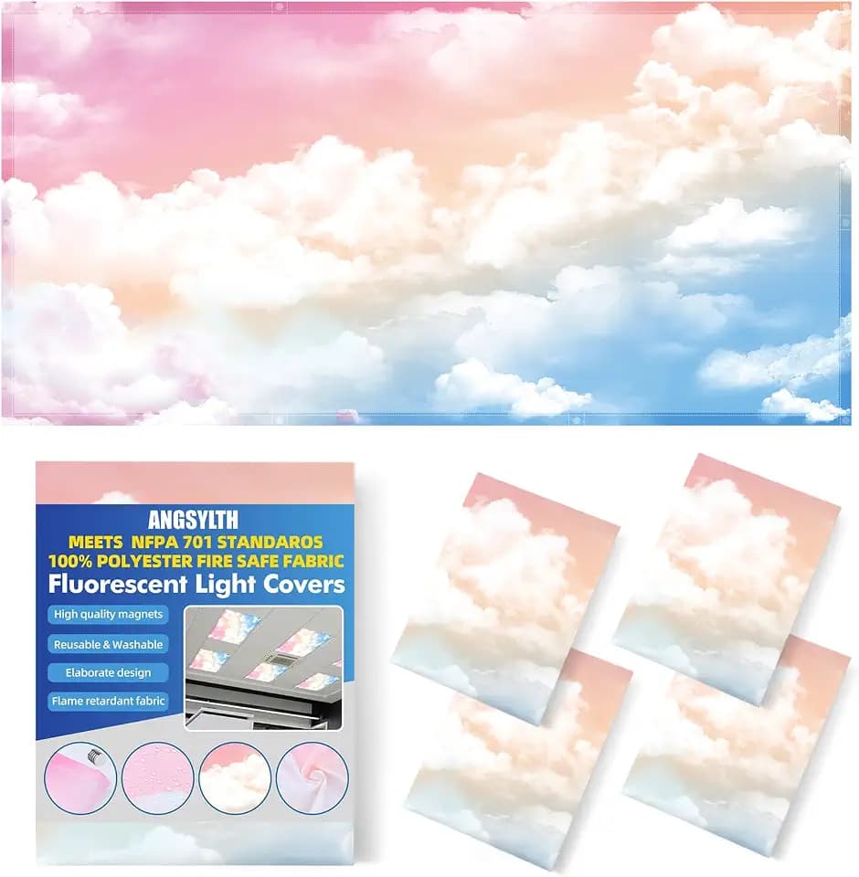 ANGSYLTH 4 Pcs Fluorescent Light Covers with Flame Retardant Certificate