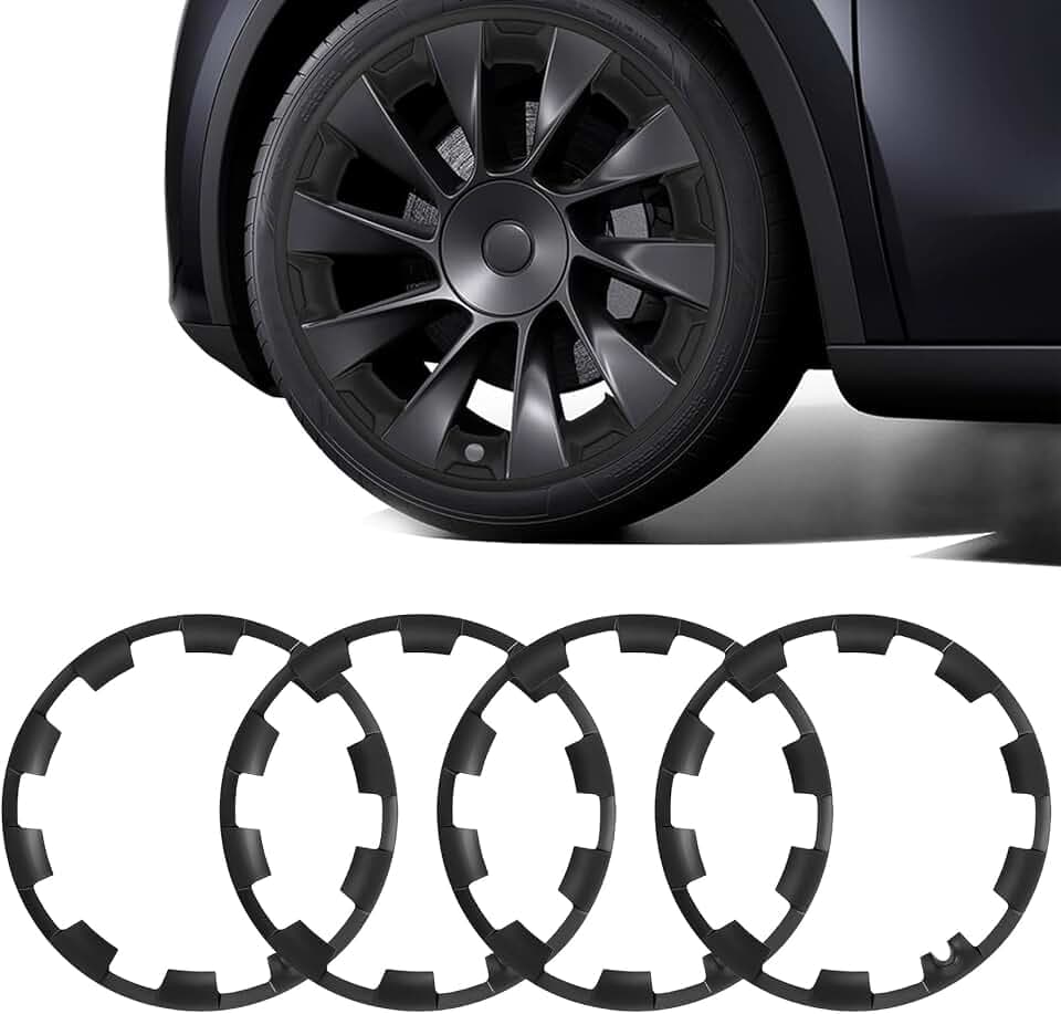 LIROPAU Felgenrand-Schutz Radkappe Räder für Tesla Model Y 20 Zoll Felgenabdeckungen All-in-One-Felgenschutz für Model Y 2019-2024, ABS Felgenschutz, Set mit 4 Felgenschutzs, Schwarz