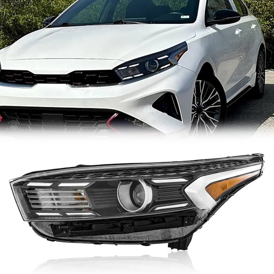 TODO Headlight Assembly Compatible with 2022 2023 2024 Kia Forte FE LX LXS, Halogen Headlamp w/o LED DRL KI2502254 92101-M7500, Left Driver Side