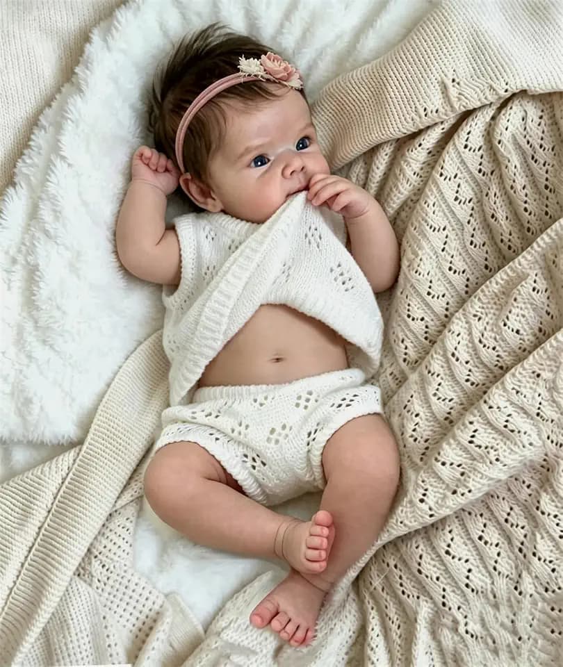 Zero pam Reborn Baby Mädchen, Reborn Baby Lebensecht, 48CM Lebensechte Babypuppen Mit Vollvinyl Körper,Puppe Wie Echtes Babys, Reborns Puppen Lebensecht Mit Zubehör