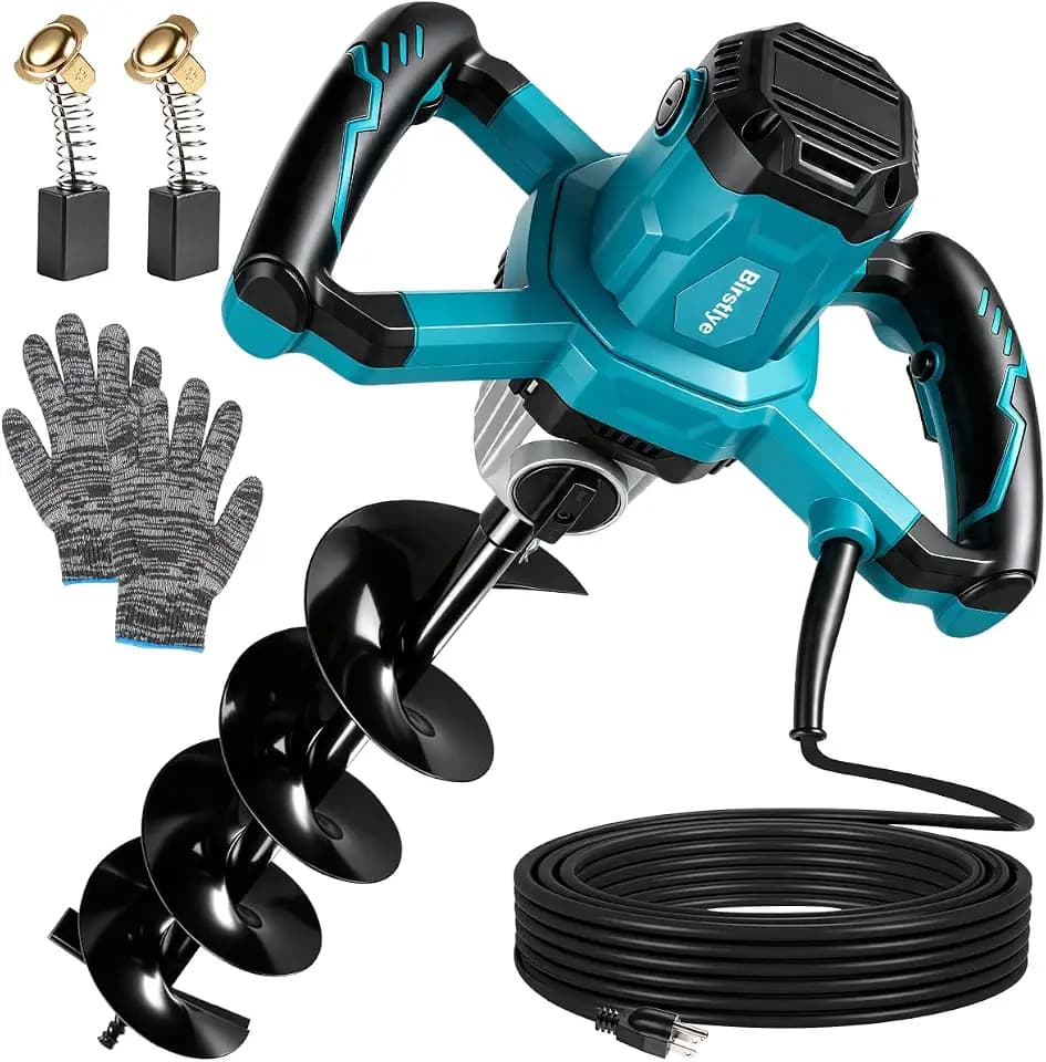 1500W Electric Post Hole Digger, Electric Post Hole,Heavy Duty Earth Auger with 6" Auger Drill Bit & 32.8FT Power Cord, Power Hole Digger Electric for Fence, Drilling, and Tree Planting.