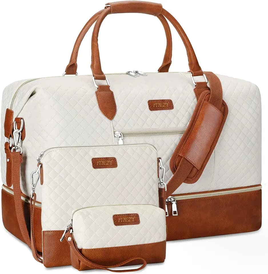 ITIEZY Weekender Bag for Women 21.5" Travel Duffel Large Carry On Bag 3PCS
