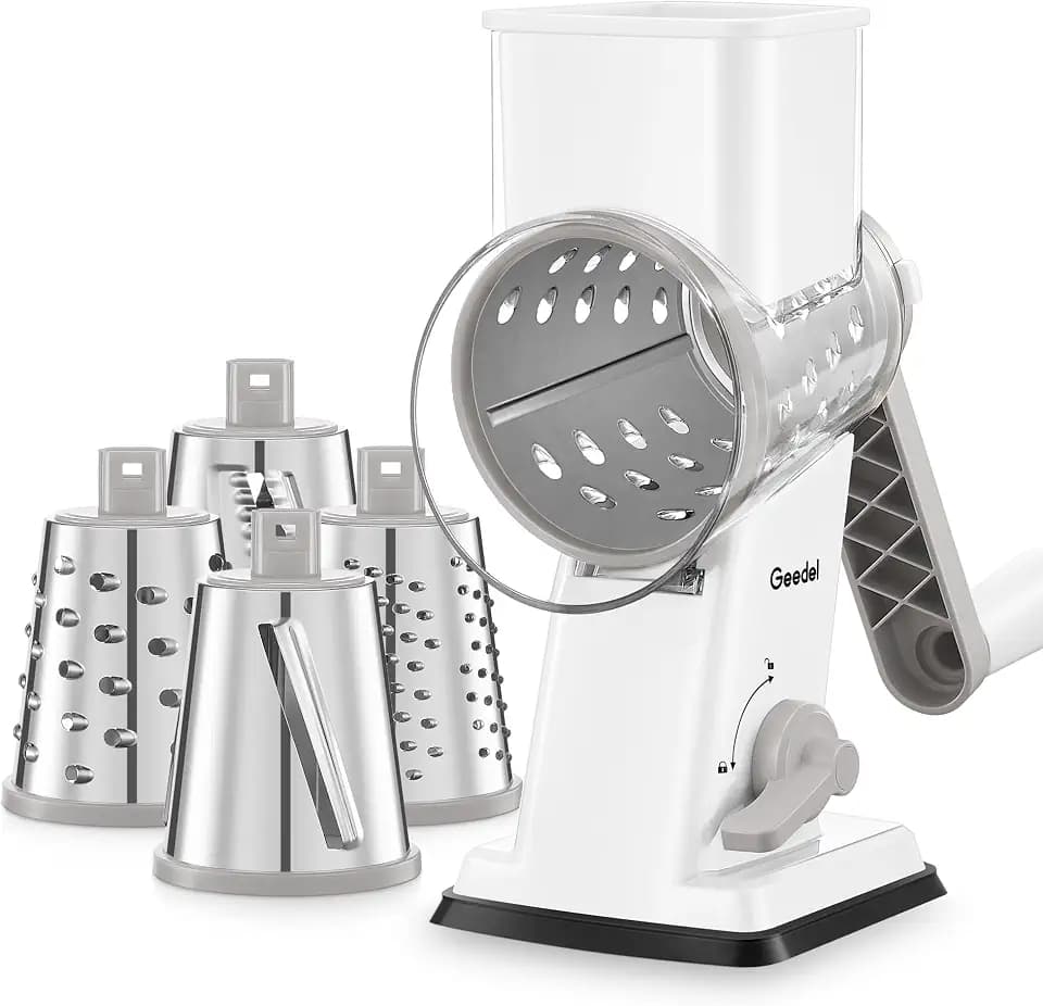 Geedel Upgraded Rotary Cheese Grater Hand Crank, Vegetable Shredder Slicer
