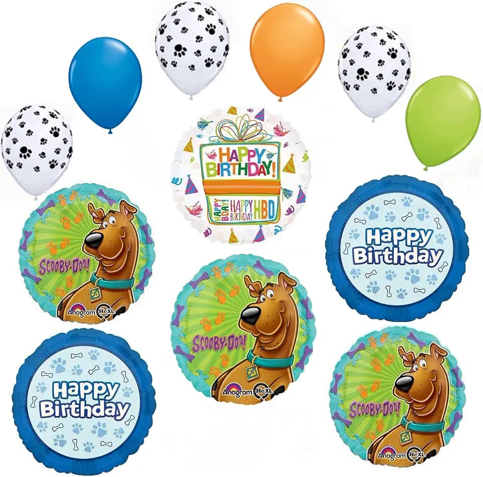 Scoooby Dooby Doo Birthday Party Supplies 12 pc Foil and Latex Balloons