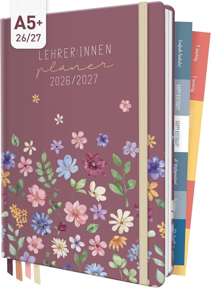 Häfft® Lehrer-Planer 2026/2027 im A5+ Format "Berry Blossoms"