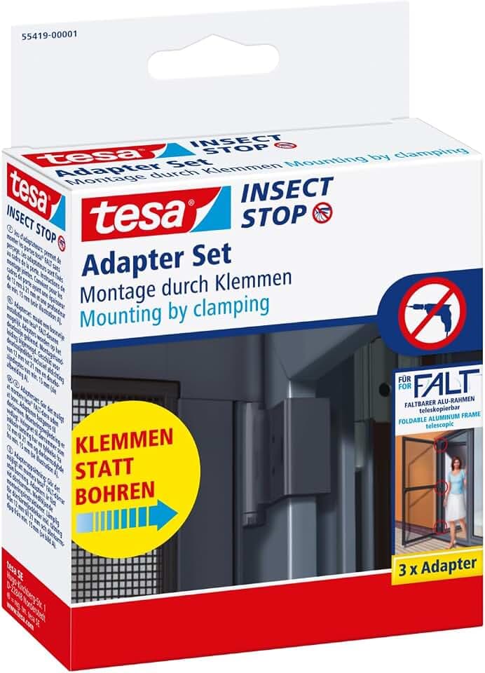 tesa INSECT STOP Klemm-Adapter-Set für Insektenschutz-Türen - Anthrazit
