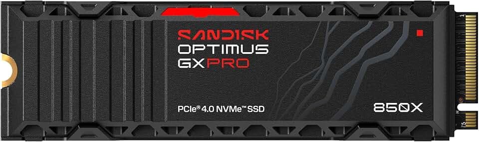 SANDISK Optimus GX PRO 850X NVMe SSD mit Kühlkörper 8 TB (bis zu 7.200/6.600 MB/s sequenziellen Lese-/Schreibgeschwindigkeiten, M.2 2280, PCIe 4.0, bis zu 4.800 TBW)