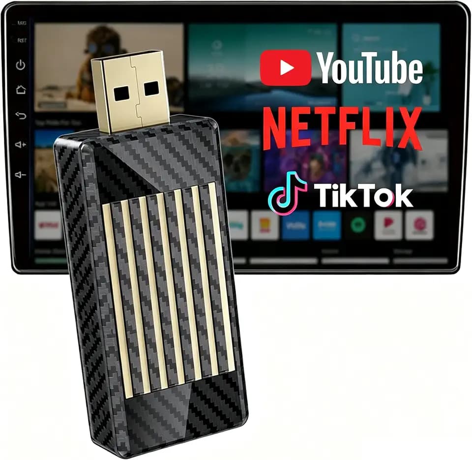 Wireless CarPlay Android Auto Adapter AI Magic Box, Built-in Play Store Netflix YouTube TikTok, HD Screen Mirroring, Plug and Play Video Adapter for OEM Factory Wired CarPlay Vehicles