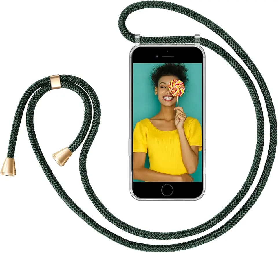 Smartphone Necklace Case Compatible with Apple iPhone 7 / iPhone 8-4,7" Display - Cover with Cord Neck Strap - Mobile Phone Collar Case with Lanyard to wear in Green