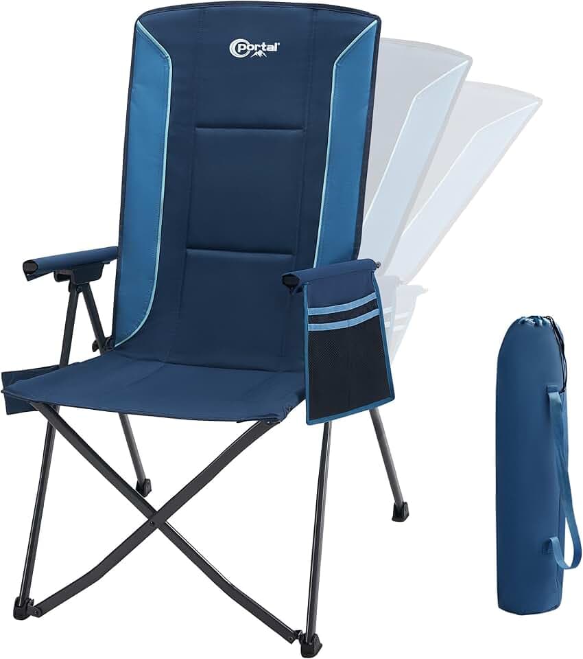 Portal Reclining Camping Chair High Back, 3-Position Hard Armrests, 350 lbs