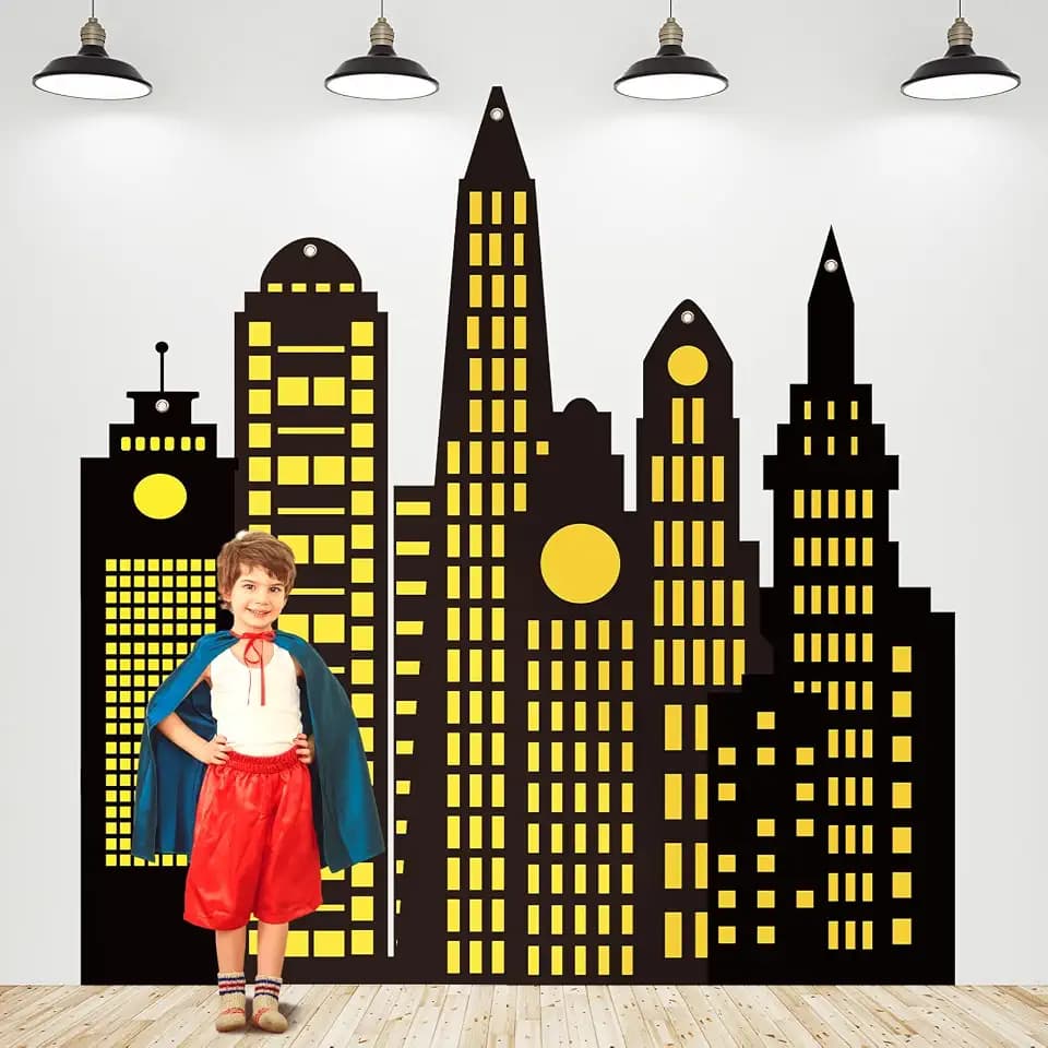 Tegeme NYC Skyline City Backdrop, Black, 6.4 x 6.6 ft, Stylish