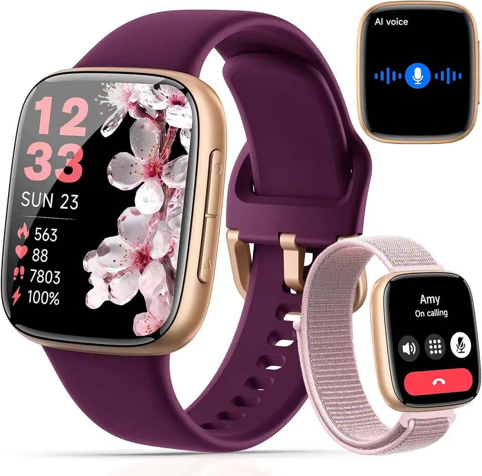 Smart Watches for Women for iPhone & Android Phones, 1.85"AMOLED Smart Watch with Heart Rate/ SpO2/ Sleep Monitor,3ATM Waterproof, Calls & Messages, 120+ Sports Modes FitnessWatch, Dynamic Dials