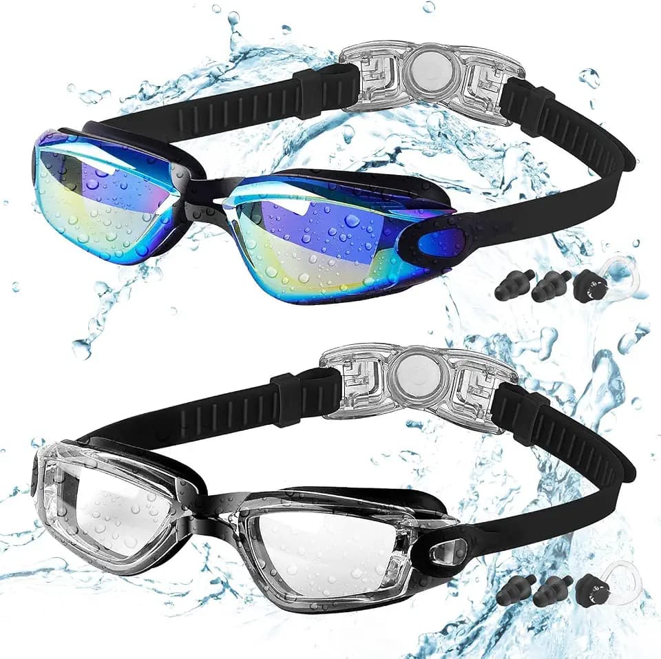 COOLOO Kids Swim Goggles, 2 Packs Swimming Goggles for Kids Child Age 4-16