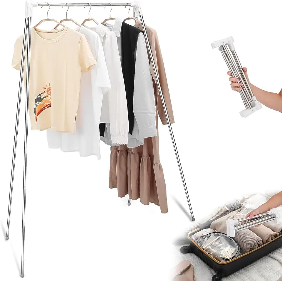Idong Tragbarer Faltbarer Edelstahl-Wäscheständer, ausziehbar und verstellbar, Kleiner Wäscheständer, geeignet für Camping, Reisen, Outdoor und Zuhause (universelle Größe)