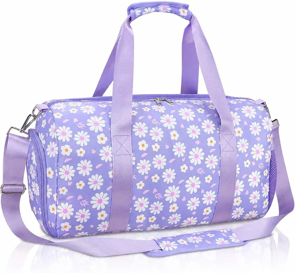 Gym Travel Duffle Bag for Girls - Gymnastics Sports Dance Bag with Shoe Compartment & Wet Pocket Panda Kids Travel Bag Teens Weekender Sleepover Carry On Bag