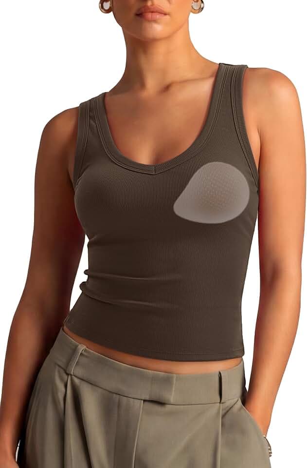 SUUKSESS Women Cotton Ribbed Summer Casual Tops Padded Loose Fit Tank Tops