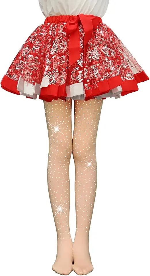 FANCAME Girls Sparkly Rhinestone Tights, Kids Ultra Soft Glitter Tights for Ballet Footed Dance Stockings