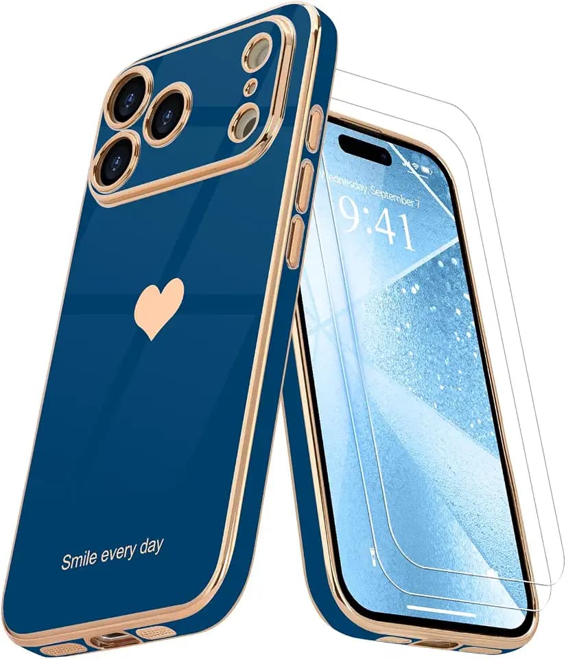 Teageo for iPhone 17 Pro Max Case with Screen Protector [2 Pack],Royal Blue