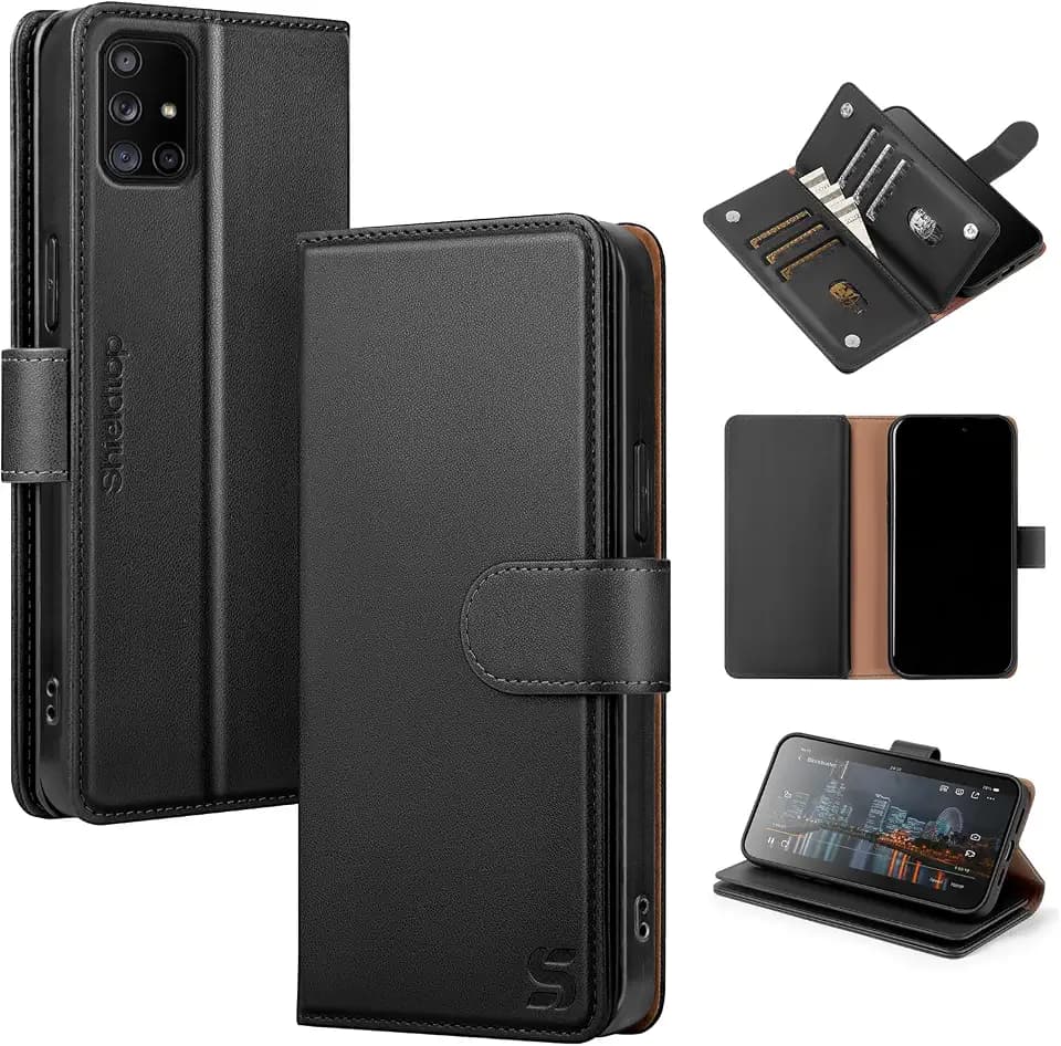 Shieldtop Compatible with Samsung Galaxy A71 5G Wallet Case with Card Holder,Women Men RFID Blocking PU Leather Folio Flip TPU Protective Cover Credit Card Slots,Phone Case for Galaxy A71,Black