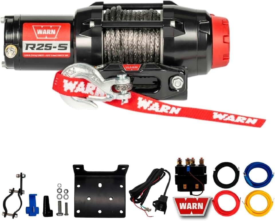 Warn R25-S Rope Winch 2,500 lb Pulling Capacity, 50’ 3/16” Synthetic Rope