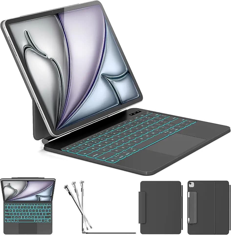 for iPad Air 13/Pro 12.9 (3-6) Keyboard Case, Full-Area Trackpad