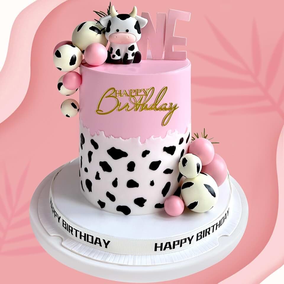 Cow Cake Topper, 14pcs Cow Balls Cake Decorations for Birthday