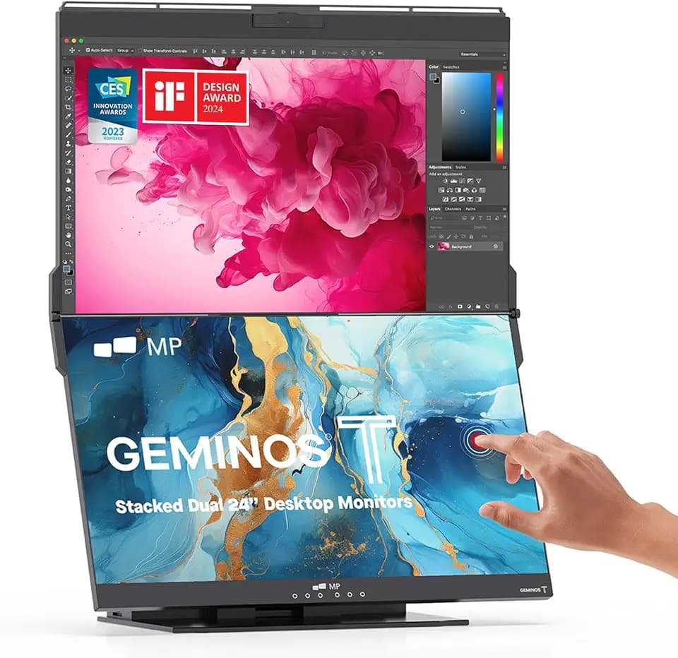 Mobile Pixels Geminos T (2 x 24 inch) Dual Stacked Monitor with Touchscreen