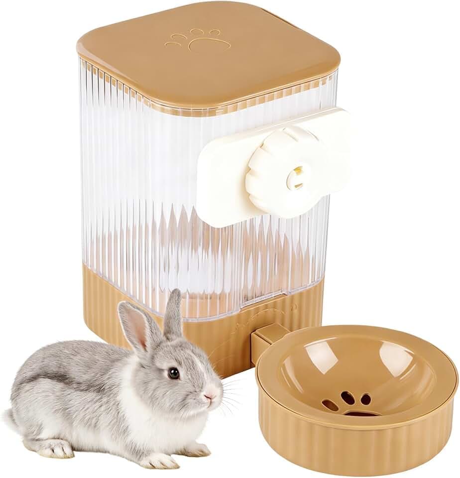 Small Pet Automatic Water Dispenser 1.6L - High-Temp Resistant, Detachable Easy to Clean, Non-Spill Auto Water Level | Food Grade Cage Mountable Feeder for Rabbit, Cat, Guinea Pig, Call Duck, Puppy