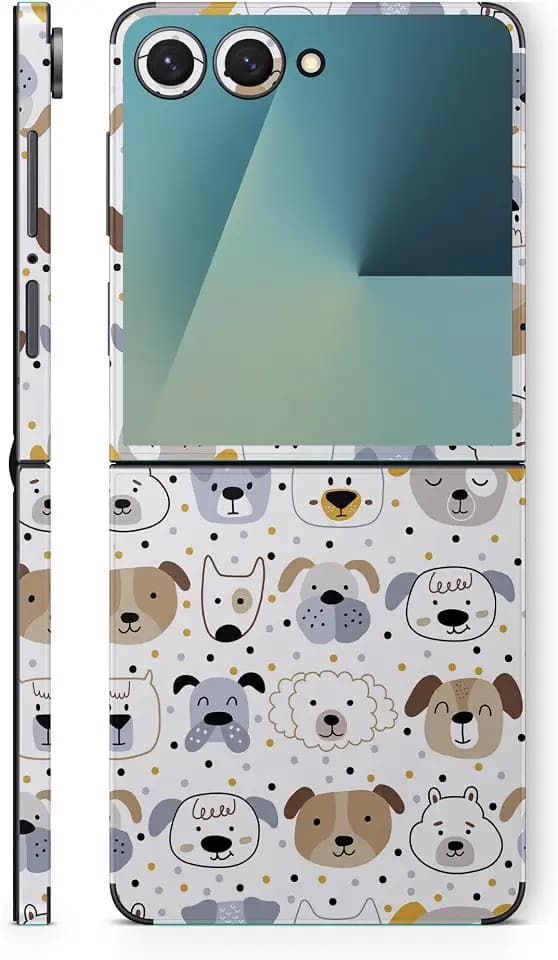 Phone Skin Compatible with Samsung Galaxy Z Flip 7 - Doodle Dogs - Premium 3M Vinyl Protective Wrap Decal Cover - Easy to Apply | Crafted in The USA by MightySkins