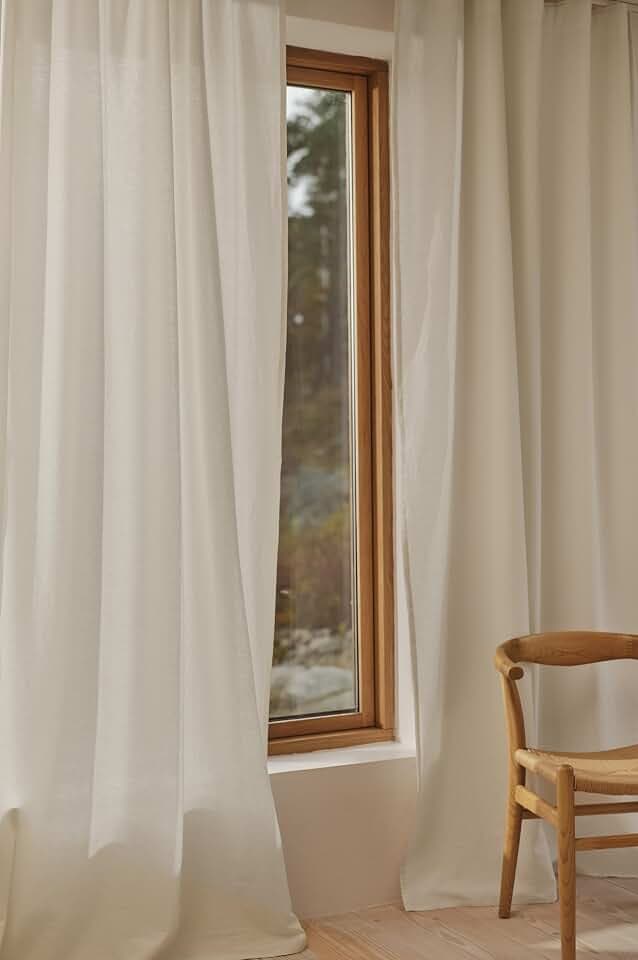 Jotex Milly Linen-Mix Multifunktionsgardine 2er-Set, Hochwertige Halbtransparente Leinen und Baumwolle Gardinen (2er-Pack) - Naturweiß, 140 x 220cm