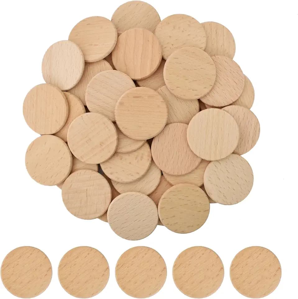 Holzscheiben zum Basteln, 100 Stück Kleine Baumscheiben Malen, Runde Naturholzscheiben 3,8 cm Durchmesser und 3,5 mm Dick Ohne Loch, DIY Malerei Handwerk Material Party Dekoration