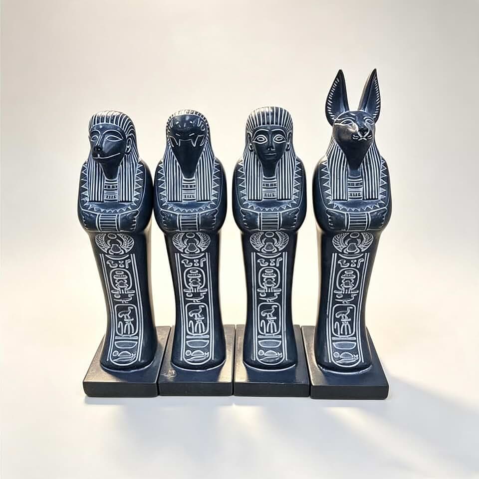 4pcs Ancient Egyptian Gods Statues, Egypt Four Sons of Horus Statue Decor