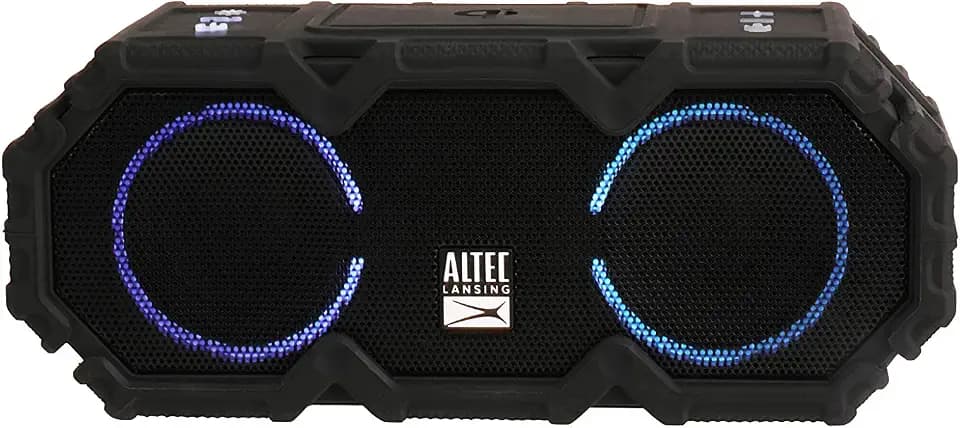 Altec Lansing LifeJacket Jolt - Waterproof Bluetooth Speaker, Durable & Portable Speaker with Qi Wireless Charging and Voice Assistant, Black w/Lights