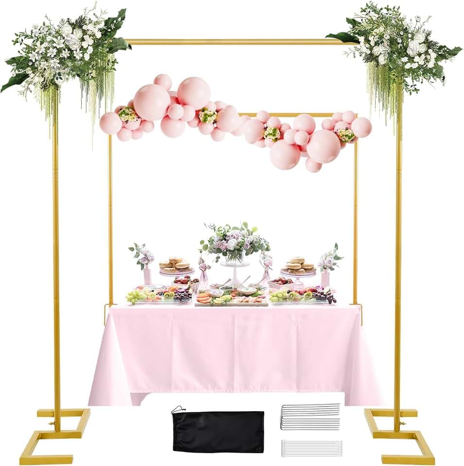 Wellsign 8.2FT Square Arch Backdrop Stand, Metal Wedding Balloon Arch Stand