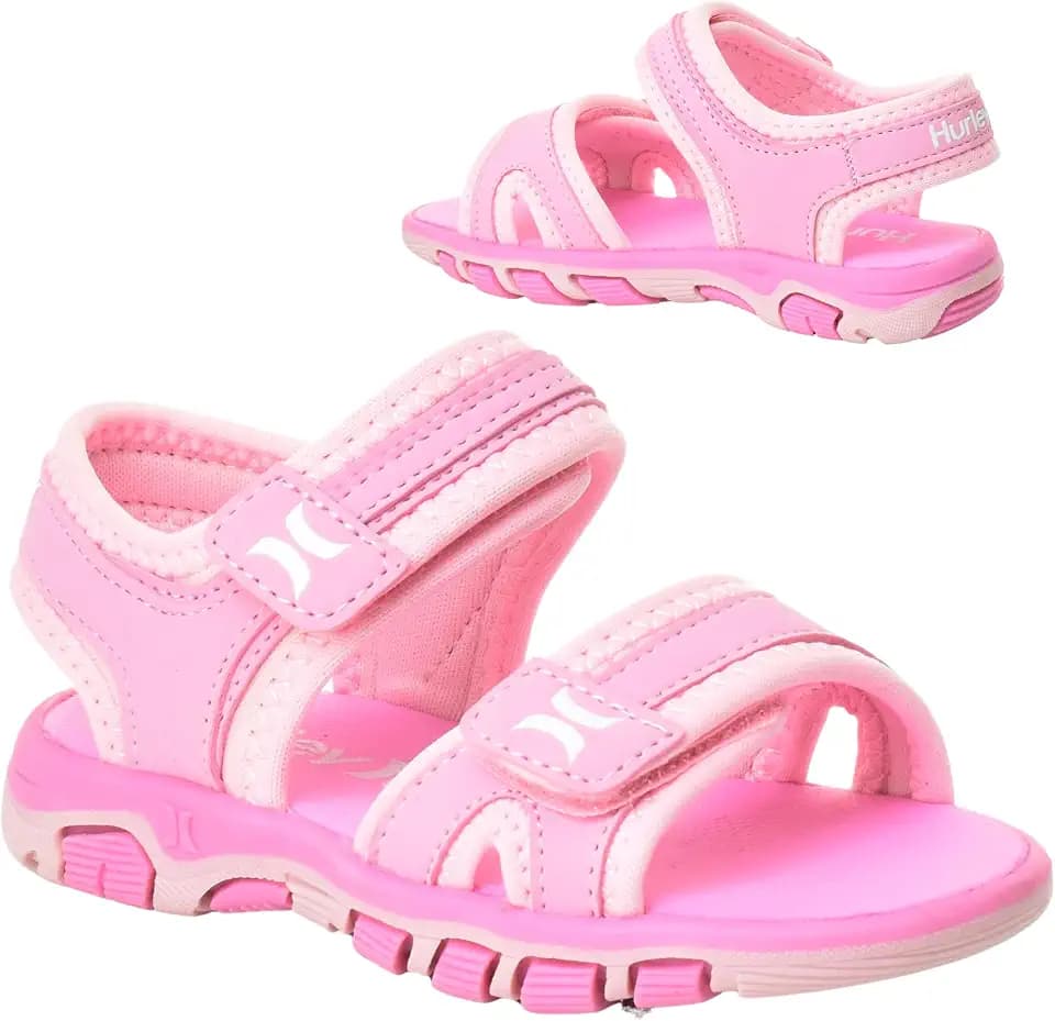 Hurley Loni Toddlers and kids Water Shoes, Beach Essentials, Girls and Boys Open Toe Sandals, Lightweight, Breathable and Two Adjustable Straps
