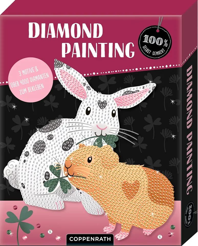 Diamond Painting: 3 Motive & über 4000 Diamanten zum Bekleben (100% selbst gemacht)