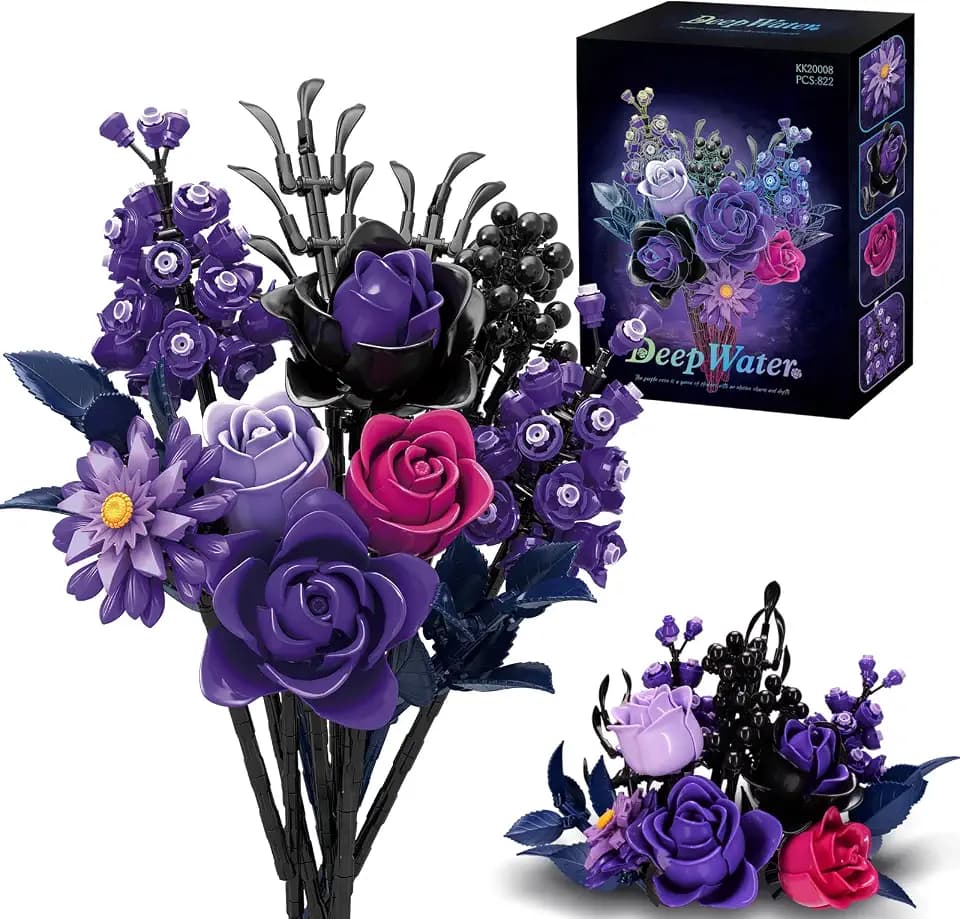 Ideas Halloween Blumen Rosen Spielzeug Klemmbausteine Bausteinen，Kompatibel Mit Flowers Geschenk für Erwachsene Frauen Mädchen Home Deko für Geburtstag, Muttertag, Weihnachten 8-16+（822PSC）