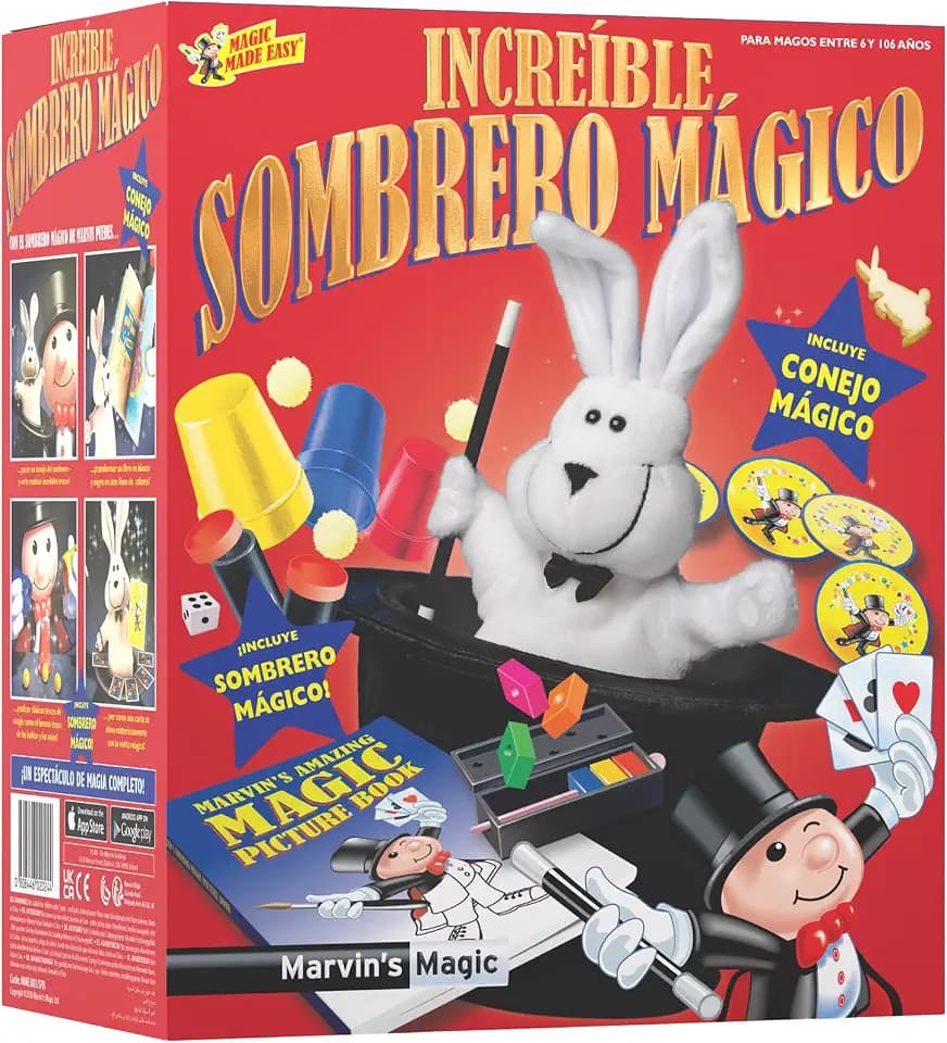 Marvin's Magic MME 003 Asombroso Sombrero Copa y Conejo De Magia, Rojo, One Size