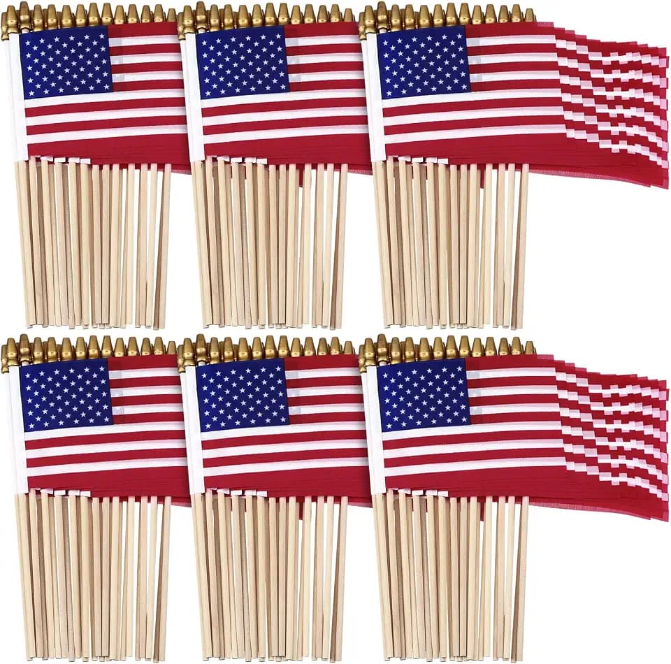 Shimeyao 150 Pieces Small American Flags on Stick, 5" x 8" USA Flag Bulk