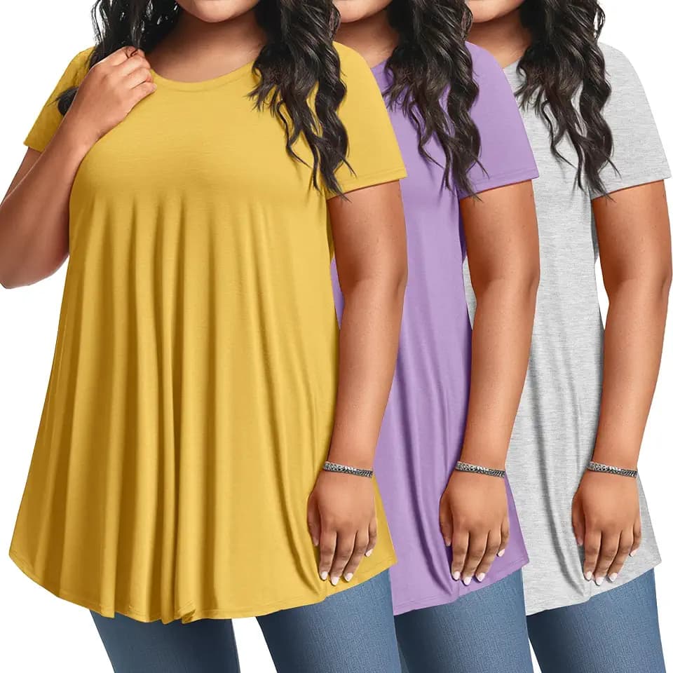 Evervibe 3 Pack Women's Plus Size Tunic Tops