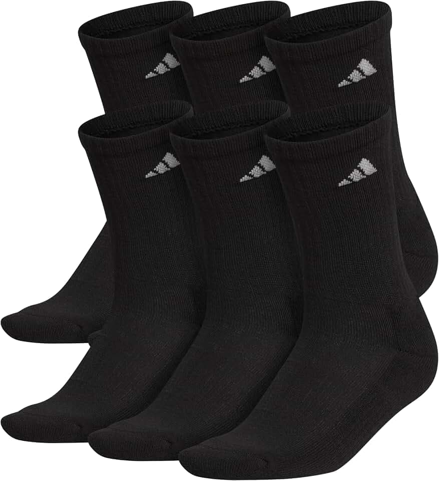 adidas Women's Athletic Cushioned Crew Socks 6 Pairs