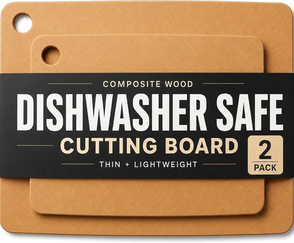 Dishwasher Safe Cutting Boards for Kitchen, Composite Wood Set of 2 Sizes