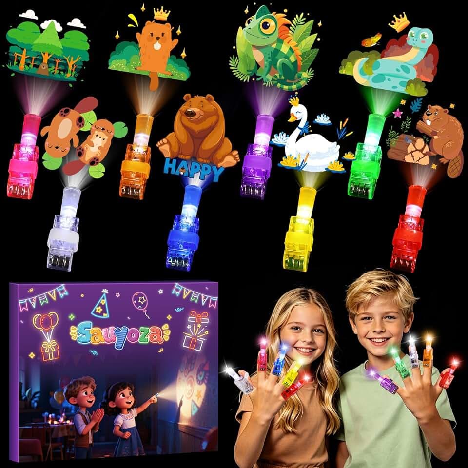 36 Pack Cartoon Beaver Party Favors LED Finger Lights for Kids