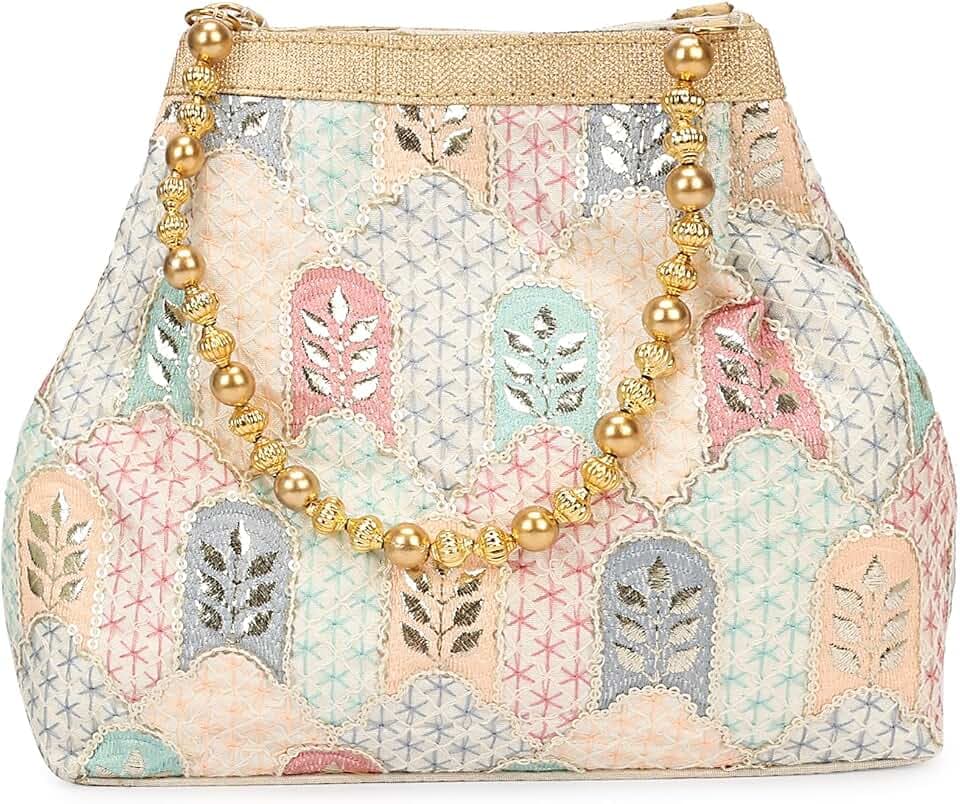 LONGING TO BUY Potli Bag for Women, Evening Bags for Women Handbags, Embroidered Indian Ethnic Potli Bag for Women