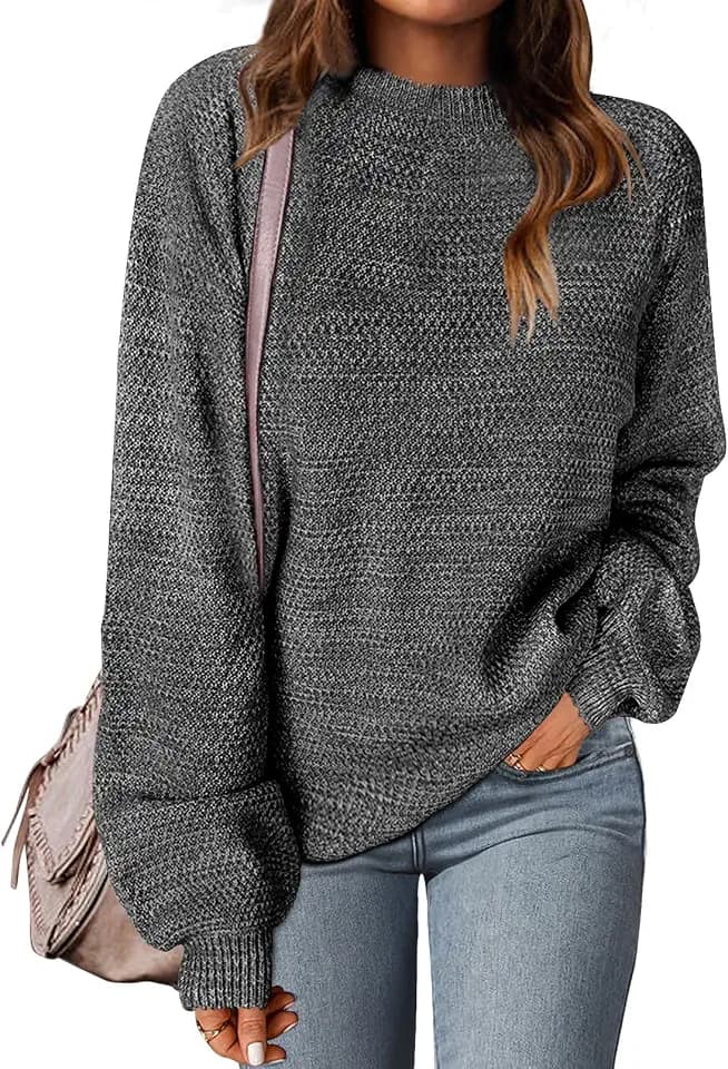 MEROKEETY Fall Sweaters for Women 2026 Cozy Heathered Knit Loose Pullover