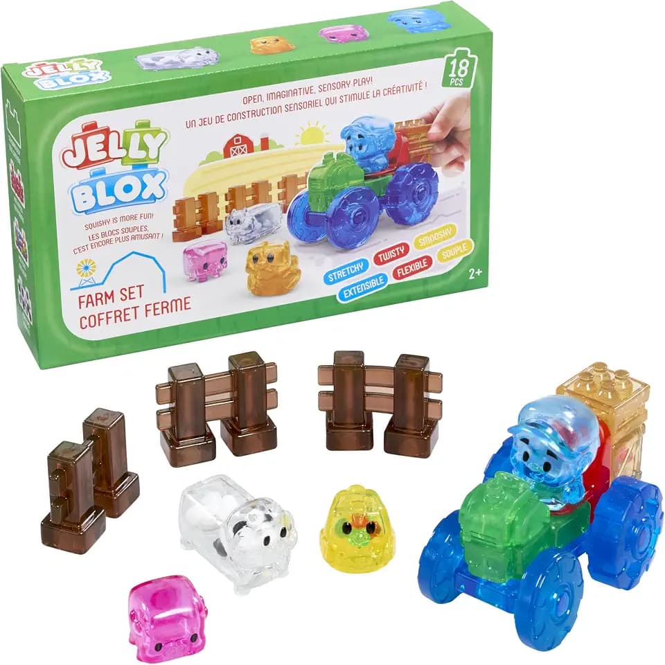 Jelly Blox Farm Set, Includes 18 Pieces Toddler & Preschool Building Blocks